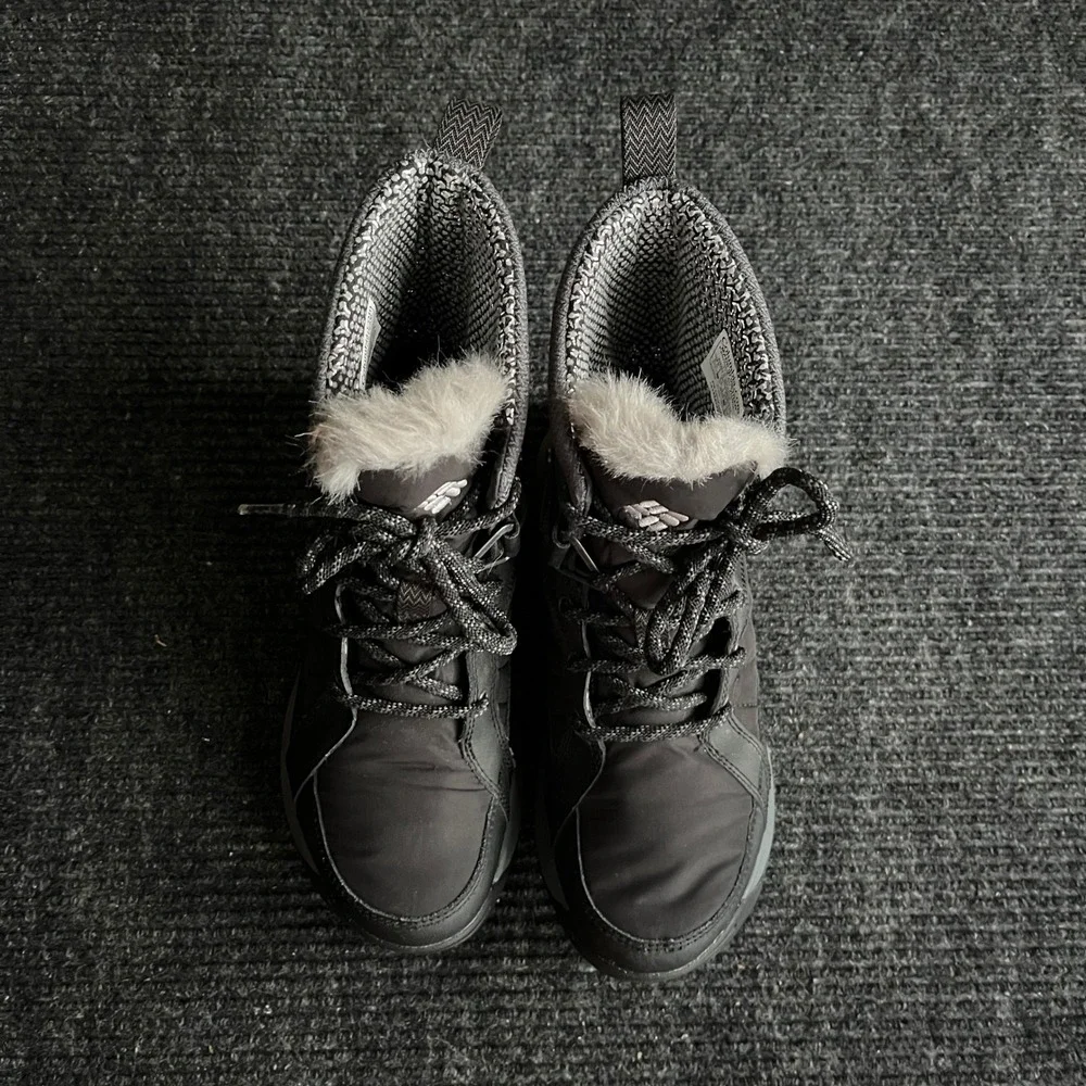 Columbia Paninaro Omni-Heat Winter Boots Womens 6.5 Black Waterproof Faux Fur